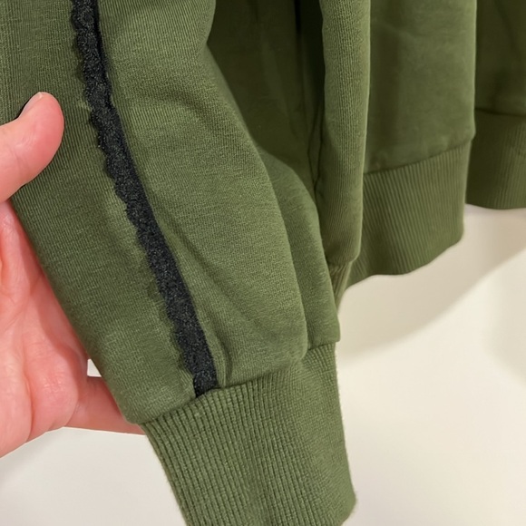 Jason Wu - L, Green Hoodie Sweatshirt, w/ black lace piping - Picture 2 of 8